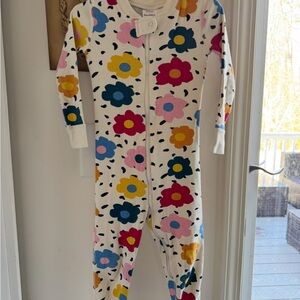 Hanna Andersson White and Blue Footies One Piece